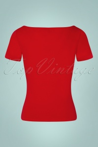 Banned Retro - 50s Rose Jersey Top in Lipstick Red 4
