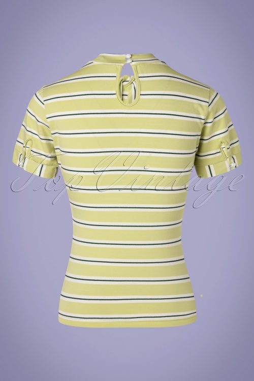 Banned Retro - Clara Stripes Top in Lime 2
