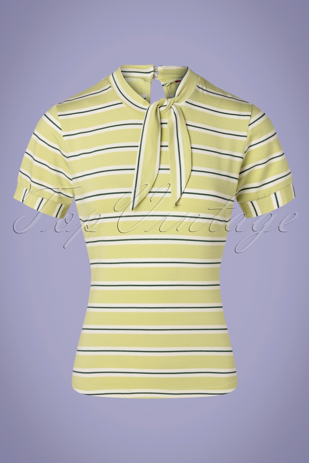 50s Clara Stripes Top in Lime
