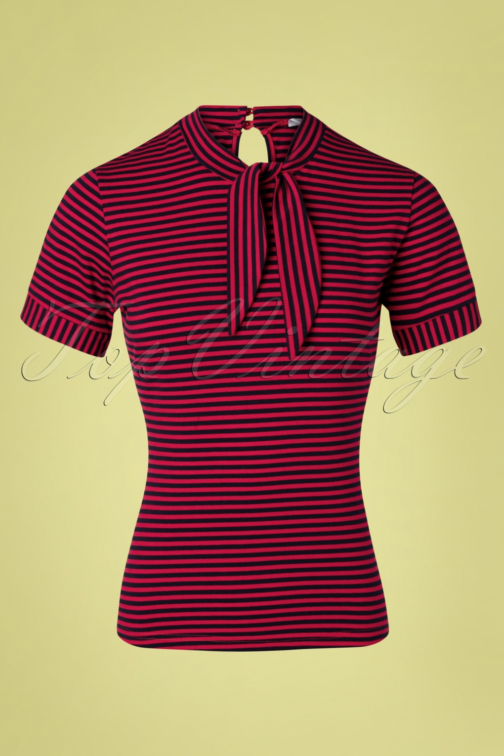 50s Joni Stripes Top in Red and Navy