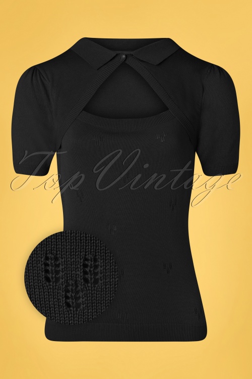 Banned Retro - 50s Beth Knit Top in Black