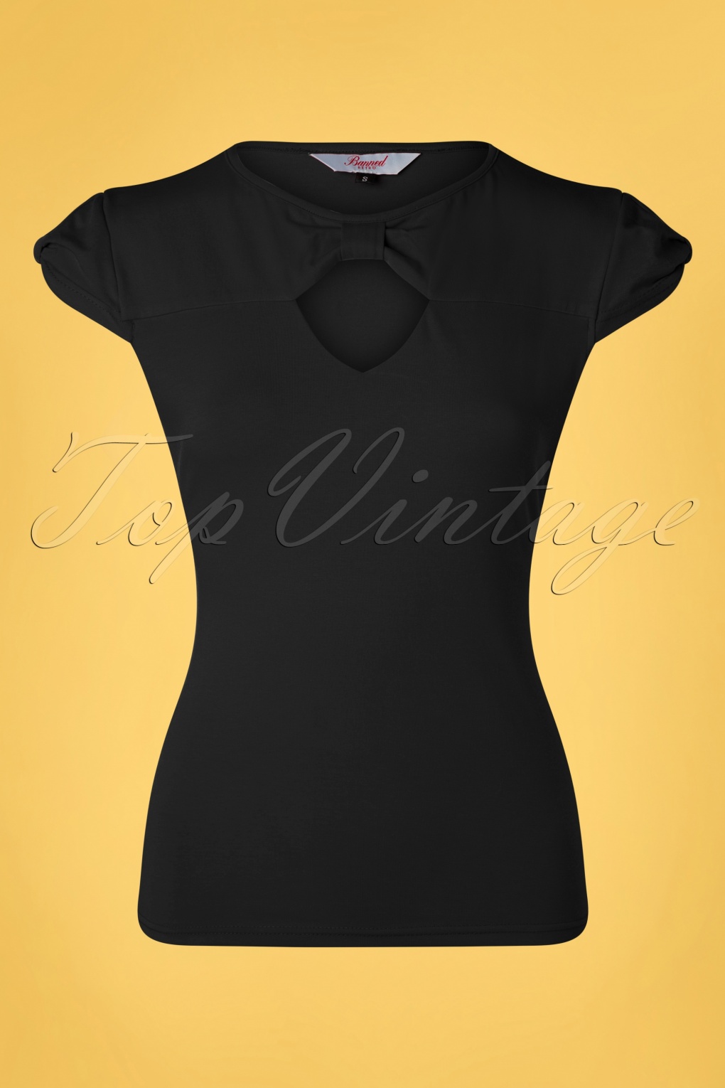 50s Be Free Jersey Top in Black