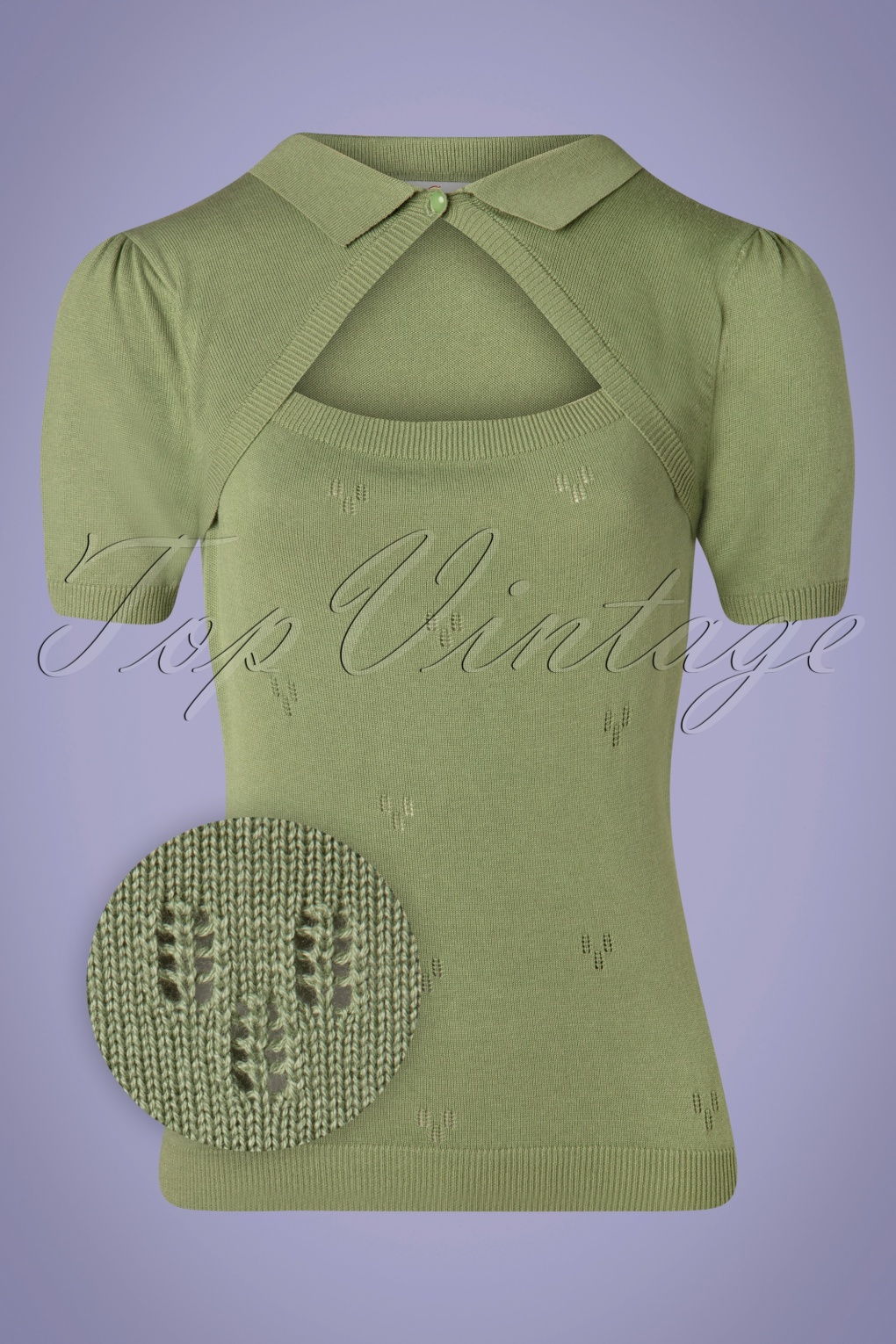 50s Beth Knit Top in Green