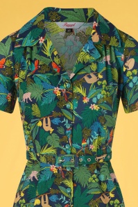 Banned Retro - Jungle fever swing jurk in Blauw 4