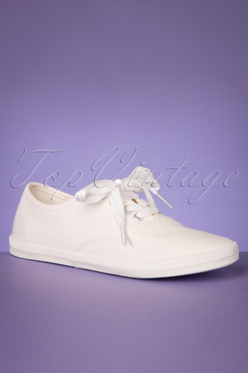 Tamaris - Celia Canvas Sneakers Années 50 en Blanc Cassé 2