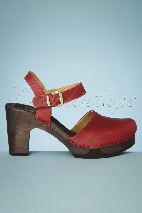 Clumpy's - Bo Leder Clogs in Rot 2