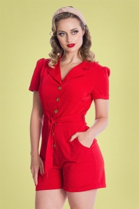 Banned Retro - Viola Playsuit in Lippenstiftrot