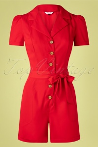 Banned Retro - 50s Viola Playsuit in Lipstick Red 2
