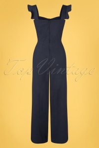 Banned Retro - Anchor Culotte Jumpsuit in Donker Blauw 2