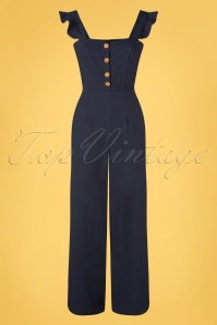 Banned Retro - 50s Anchor Culotte Jumpsuit in Navy