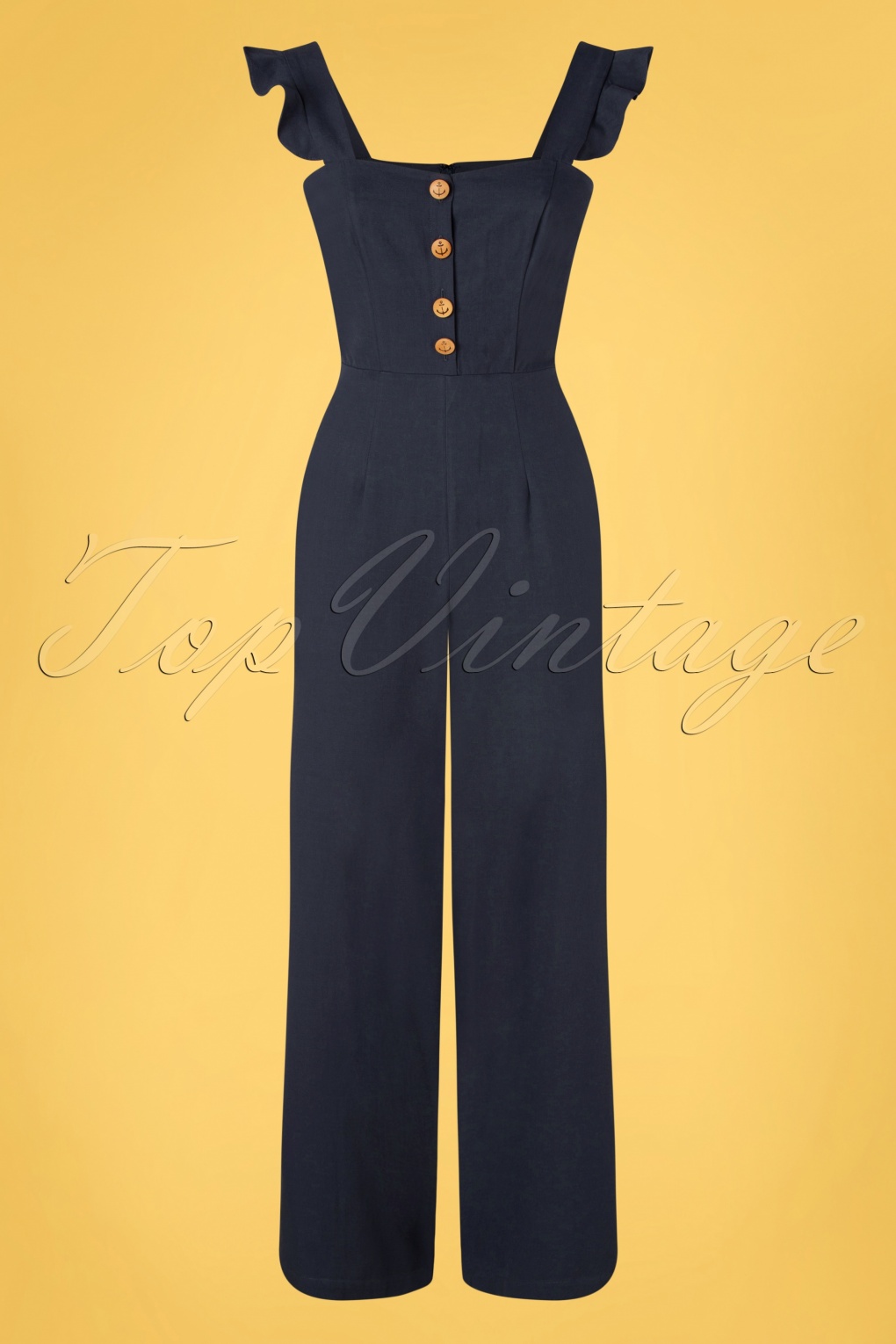 50s Anchor Culotte Jumpsuit in Navy