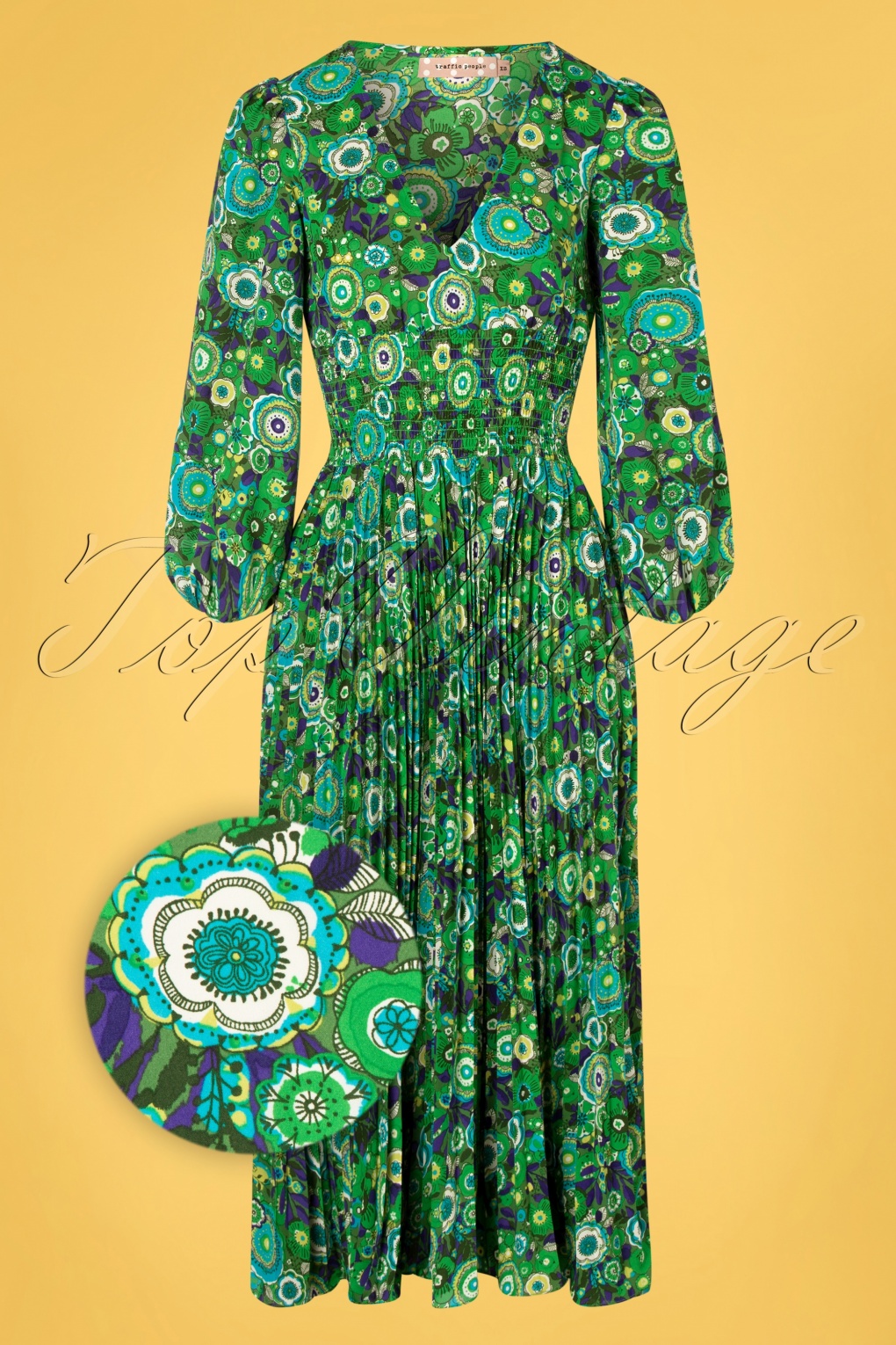 70s Aurora Floral Maxi Dress ...