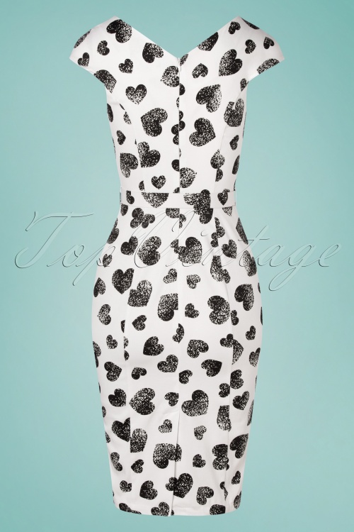 Hearts And Roses 41354 Pencildress White Black Hearts 220203 506W