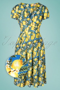 Timeless - 50s Fin Lemon Swing Dress in Blue 2