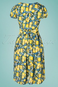 Timeless - 50s Fin Lemon Swing Dress in Blue 3
