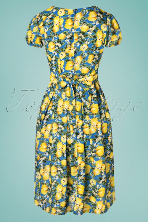 Timeless - 50s Fin Lemon Swing Dress in Blue 3