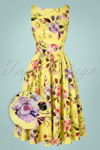 Hearts & Roses - Josie Floral Swing Kleid in Gelb 3