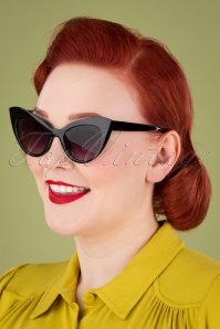 Unique Vintage - 50s Dynamic Cat Eye Sunglasses in Black 2