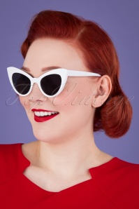 Unique Vintage - Dynamic Cat Eye Sonnenbrille in Weiß 2