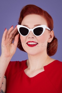 Unique Vintage - Dynamic Cat Eye Sonnenbrille in Weiß 3