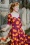 TopVintage exclusive ~ 50s Amelia Floral Long Sleeve Swing Dress in Magenta Purple