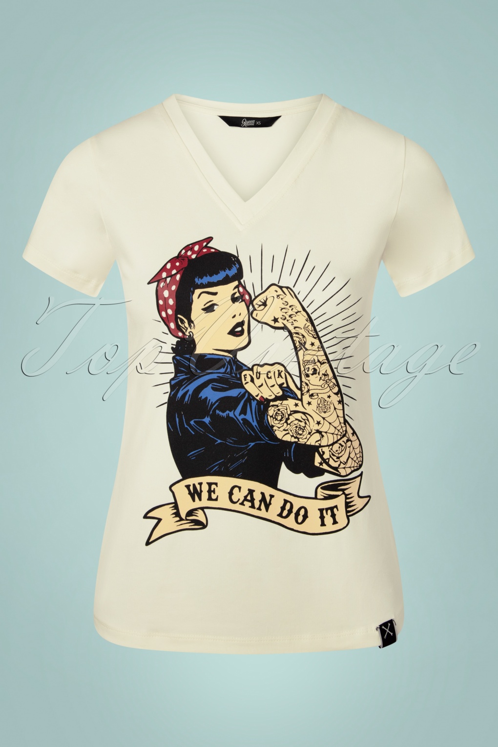 50s We Can Do It T-Shirt in Off White