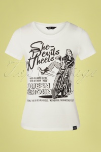 Queen Kerosin - She Devils On Wheels t-shirt in gebroken wit