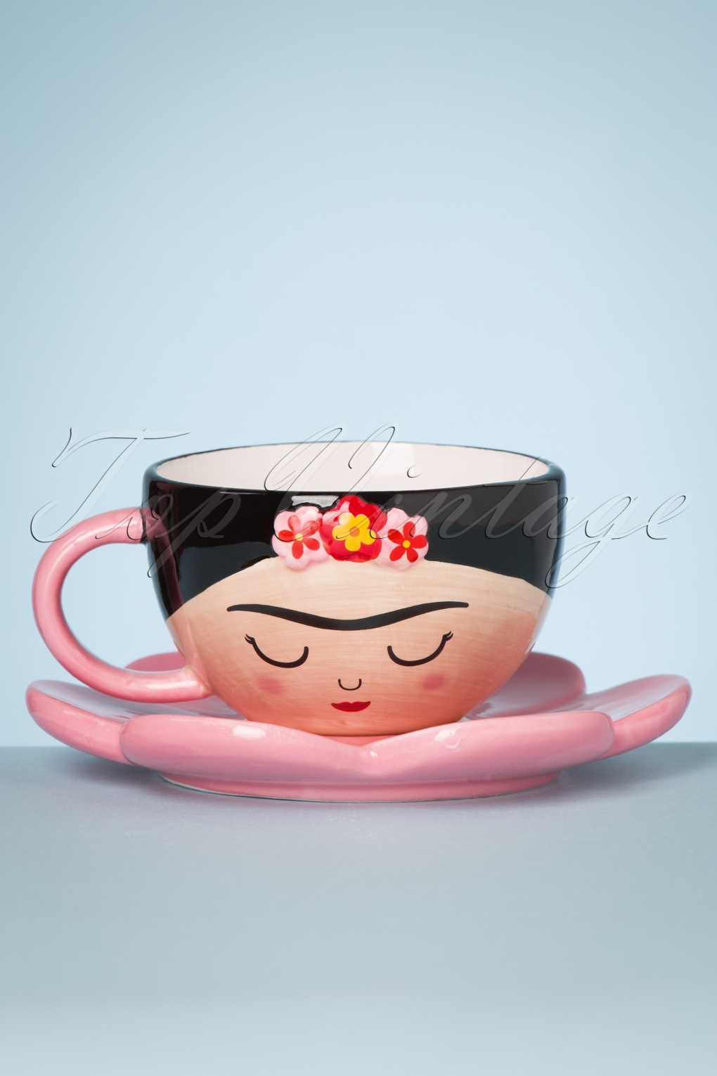 Sass & Belle Frida Face Shaped Mug Boho Fiesta Flower Design Coffee Tea Cup 