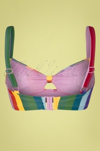 Collectif Clothing - Haut de bikini Rainbow Stripes Années 50 en Multi 3