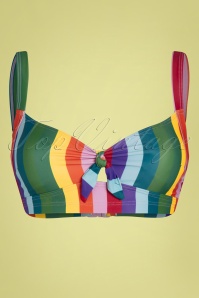Collectif Clothing - 50s Rainbow Stripes Bikini Top in Multi 2