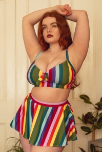 Collectif Clothing - Haut de bikini Rainbow Stripes Années 50 en Multi 4