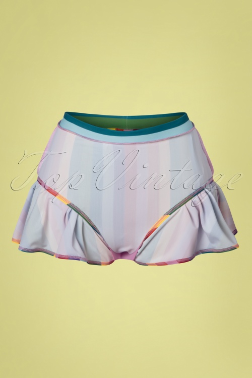 Collectif Clothing - Jupette de Bain Taille Haute Rainbow Stripes Années 50 en Multi 6