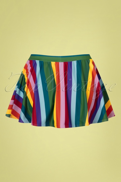 Collectif Clothing - 50s Rainbow Stripes High Waist Swimskirt in Multi 5