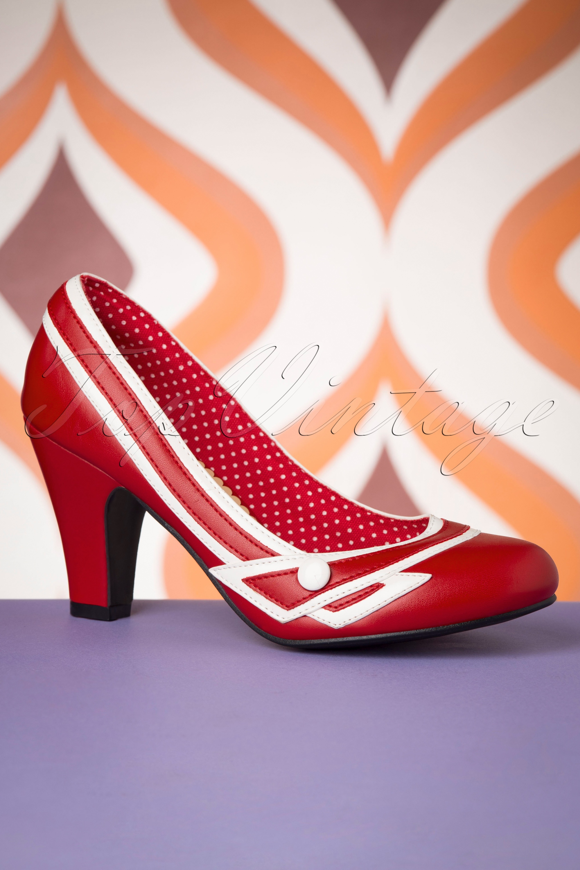 Banned Retro - Nautical Kelly Lee pumps in rood 2