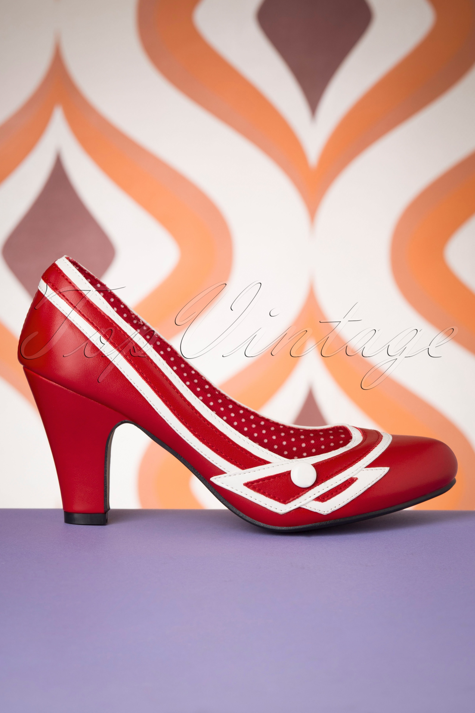 Banned Retro - Nautical Kelly Lee pumps in rood 4