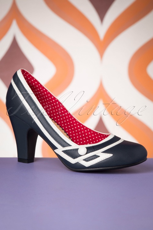 Banned Retro - 50s Nautical Kelly Lee Pumps in Navy 2