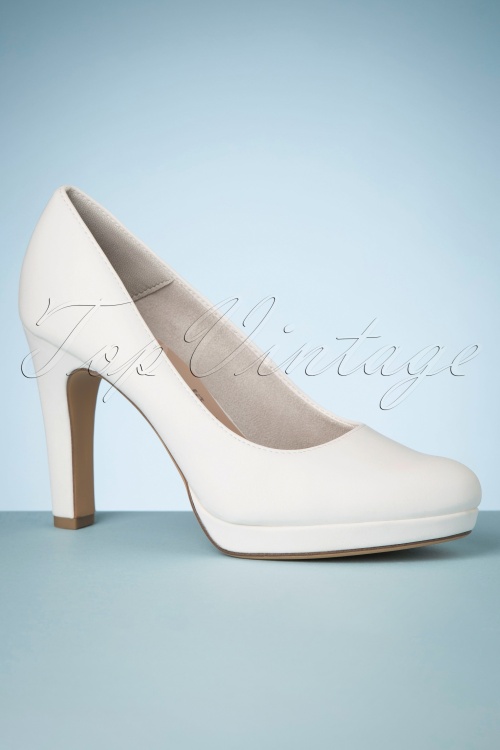 Tamaris 41130 White Matt Heels Pumps 220215 602 W