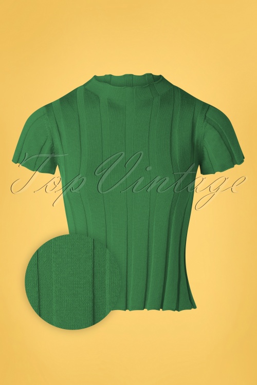 Compania Fantastica - 60s Curly Knitted Top in Emerald