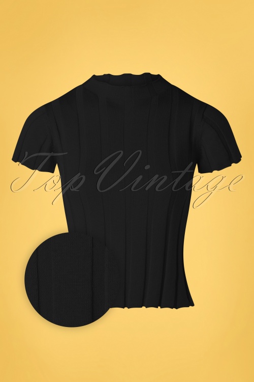 Compania Fantastica - Curly Knitted Shirt in Schwarz