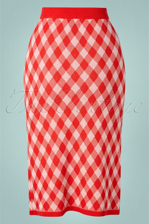 Compania Fantastica - 60s Celine Check Skirt in Red 3