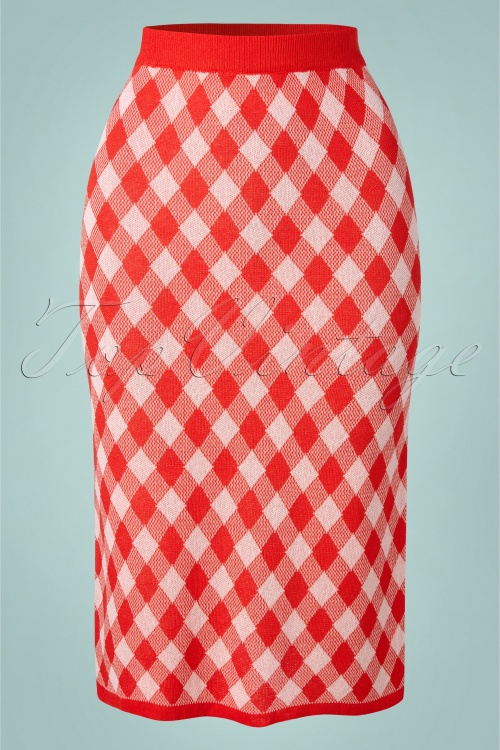 Compania Fantastica - 60s Celine Check Skirt in Red