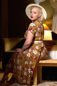 Miss Candyfloss - 50s Floral Swing Dress in Honey 3