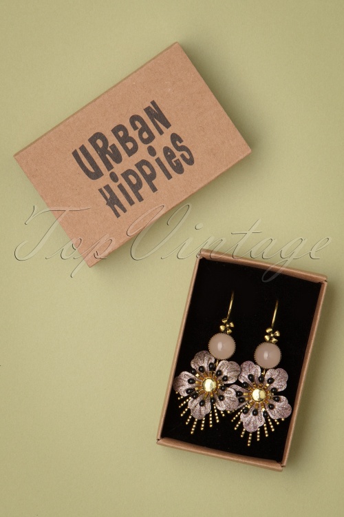 Urban Hippies - Boucles d'Oreilles Raio Années 70 en Vieux Rose