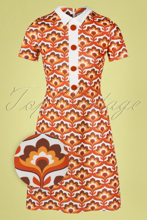 Vintage Chic for Topvintage - Rizza Retro Dress Années 60 en Ivoire et Orange