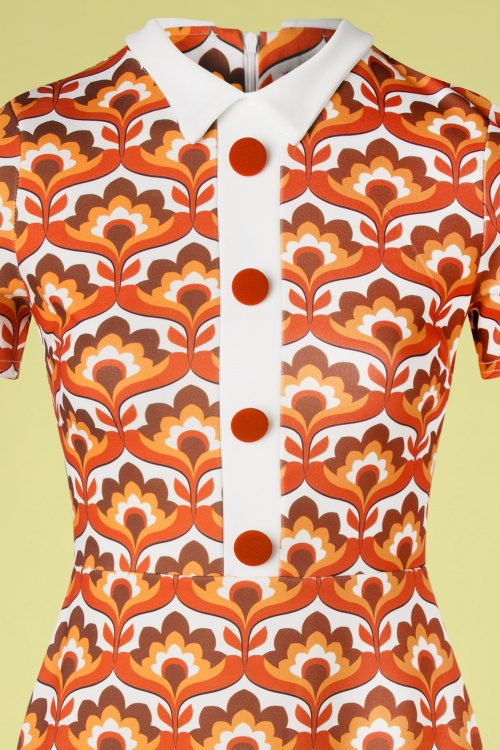 Vintage Chic for Topvintage - Rizza Retro Dress Années 60 en Ivoire et Orange 2