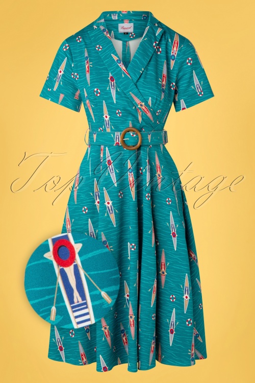 Banned Retro - Regatta girl swing jurk in blauw