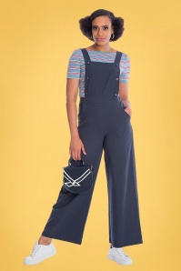 Banned Retro - Starboard dungarees in marineblauw 2
