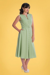 Banned Retro - 50s Daydream Swing Dress in Green 2