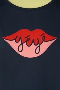 Mademoiselle YéYé - 60s A Big Kiss T-Shirt in Indigo 3