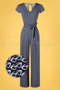 Mademoiselle YéYé - 60s Great Day Jumpsuit in Sunglasses Blue